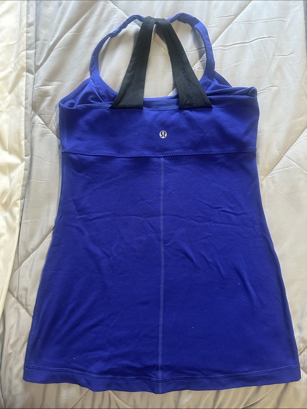 lululemon cobalt blue tank with black straps
